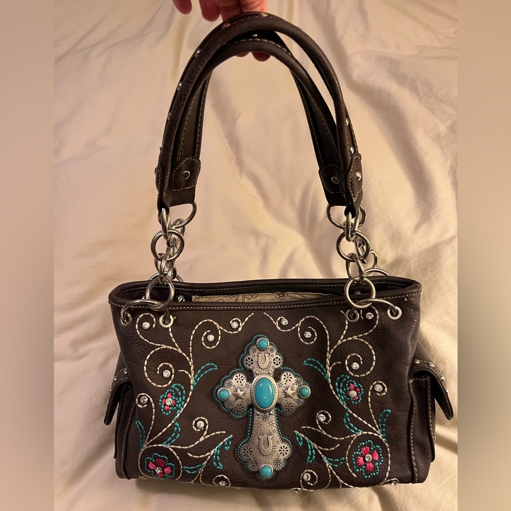 Montana West Faux Leather Embellished Handbag. 
NWOT.